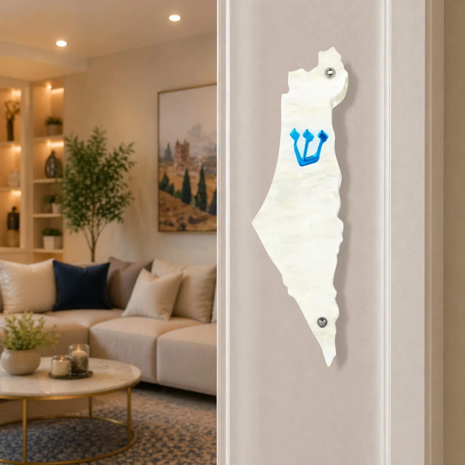 Genesis Map of Israel Mezuzah for Door – Handmade Premium Clear Acrylic Case – Model LSN-30023