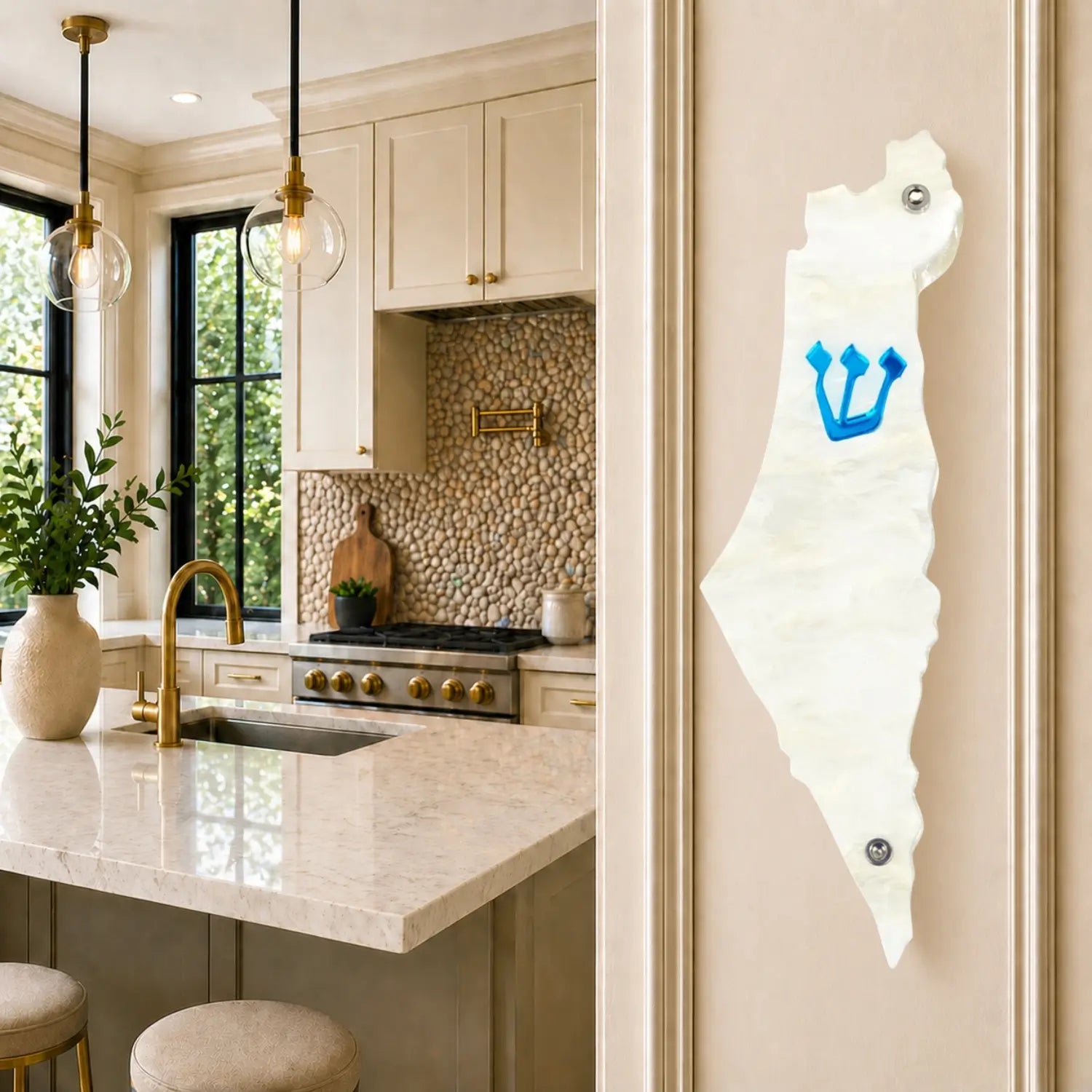 Genesis Map of Israel Mezuzah for Door – Handmade Premium Clear Acrylic Case – Model LSN-30023