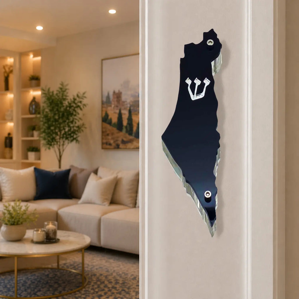 Genesis Map of Israel Mezuzah for Door – Handmade Premium Clear Acrylic Case – Model LSN-30026