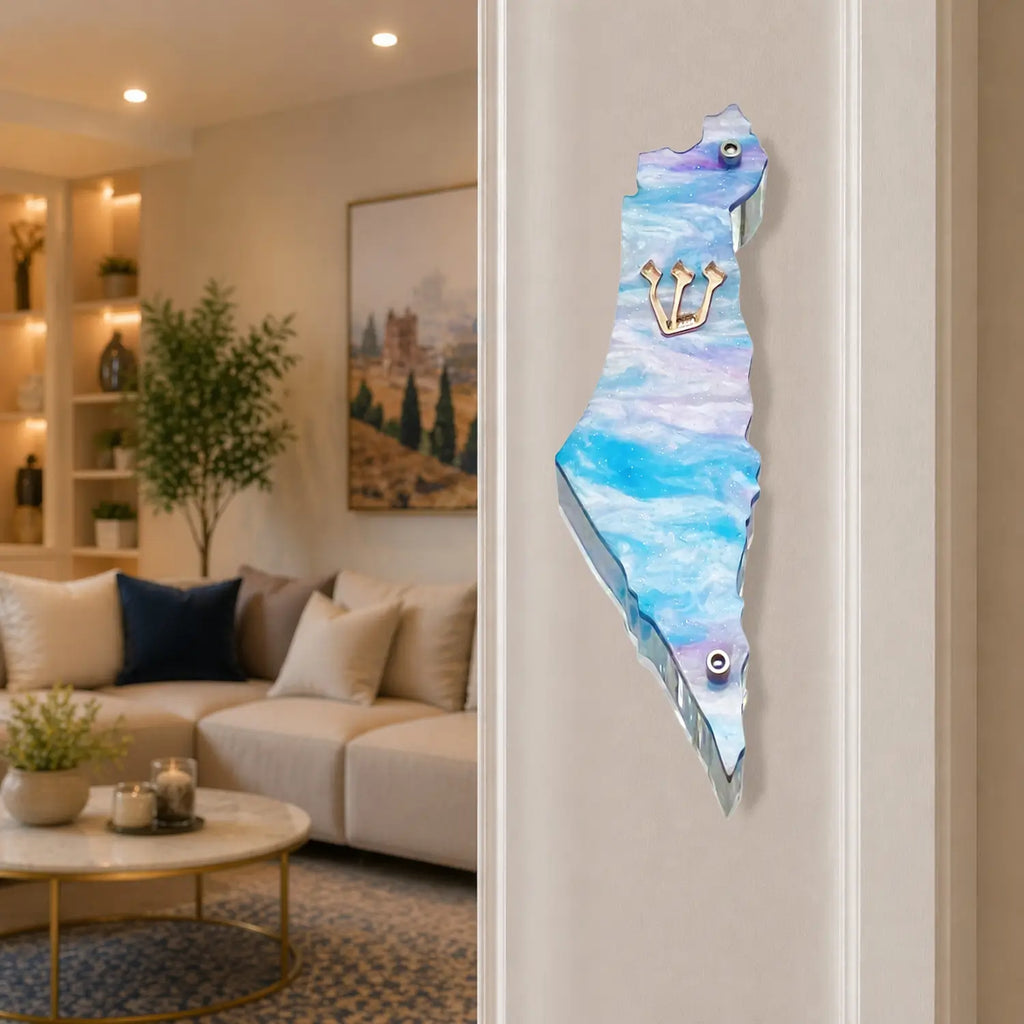 Genesis Map of Israel Mezuzah for Door – Handmade Premium Clear Acrylic Case – Model LSN-30027