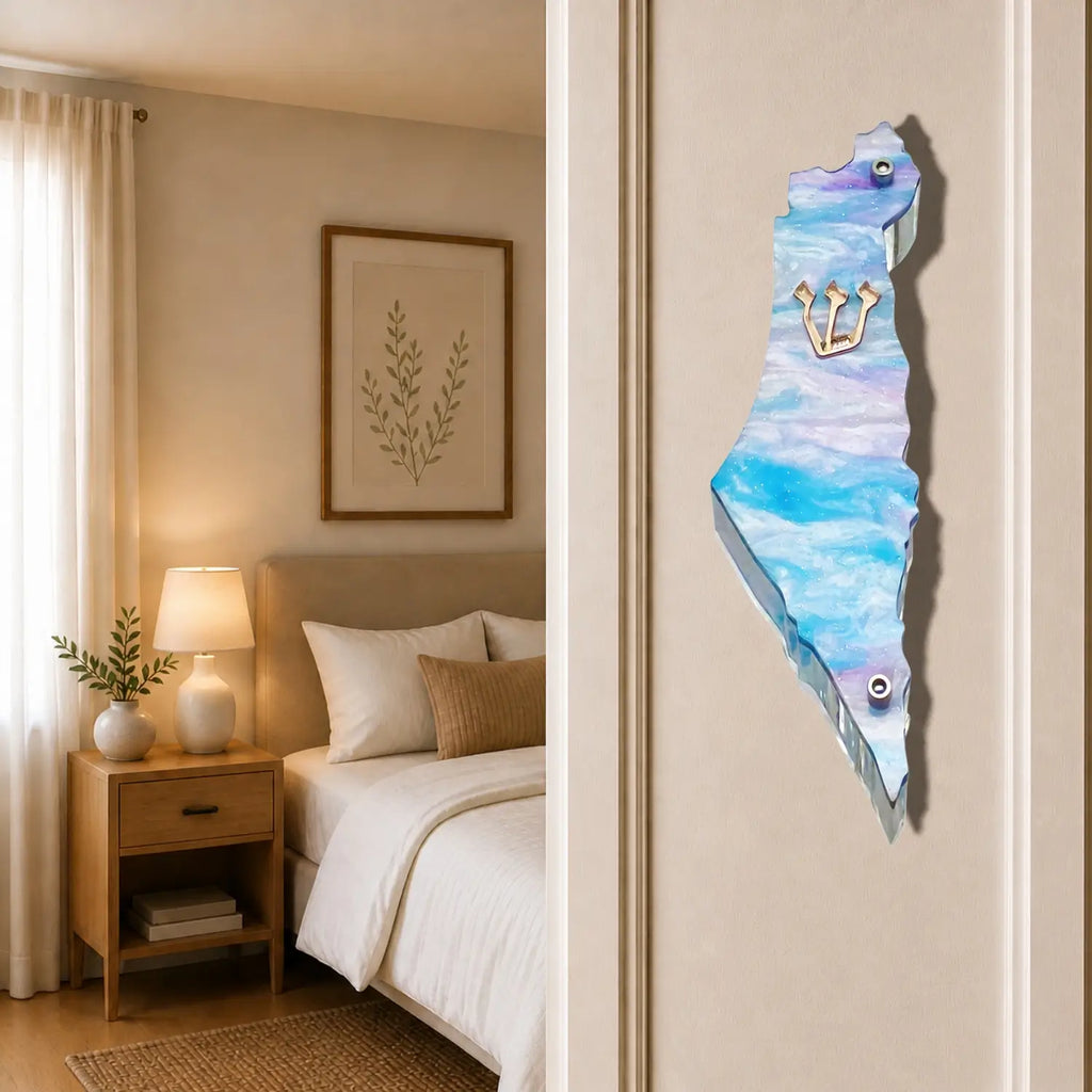 Genesis Map of Israel Mezuzah for Door – Handmade Premium Clear Acrylic Case – Model LSN-30027