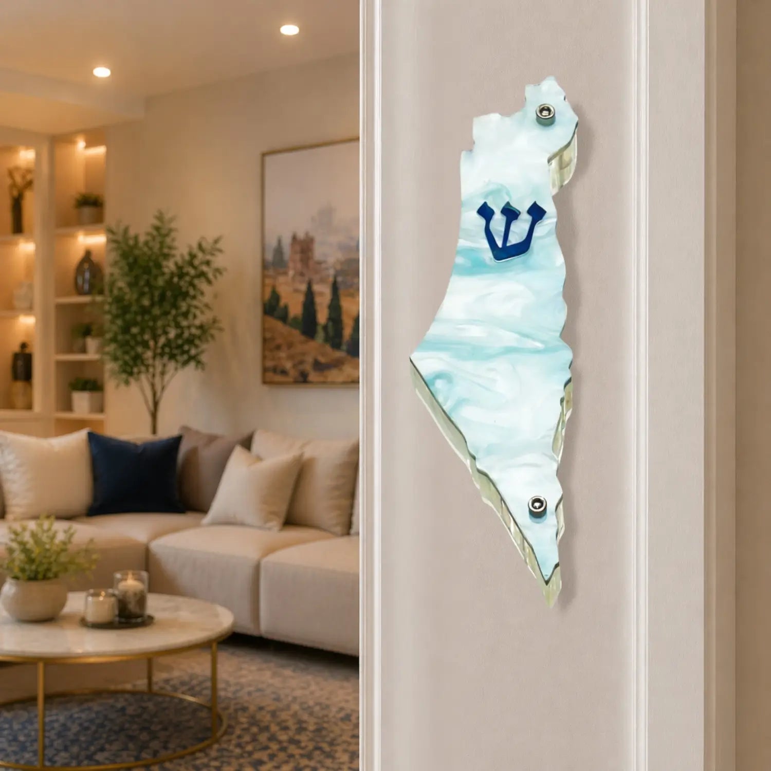 Genesis Map of Israel Mezuzah for Door – Handmade Premium Clear Acrylic Case – Model LSN-30029