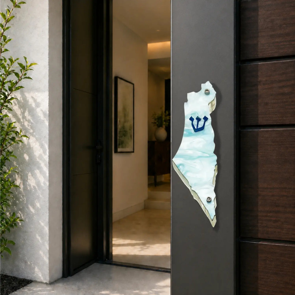 Genesis Map of Israel Mezuzah for Door – Handmade Premium Clear Acrylic Case – Model LSN-30029