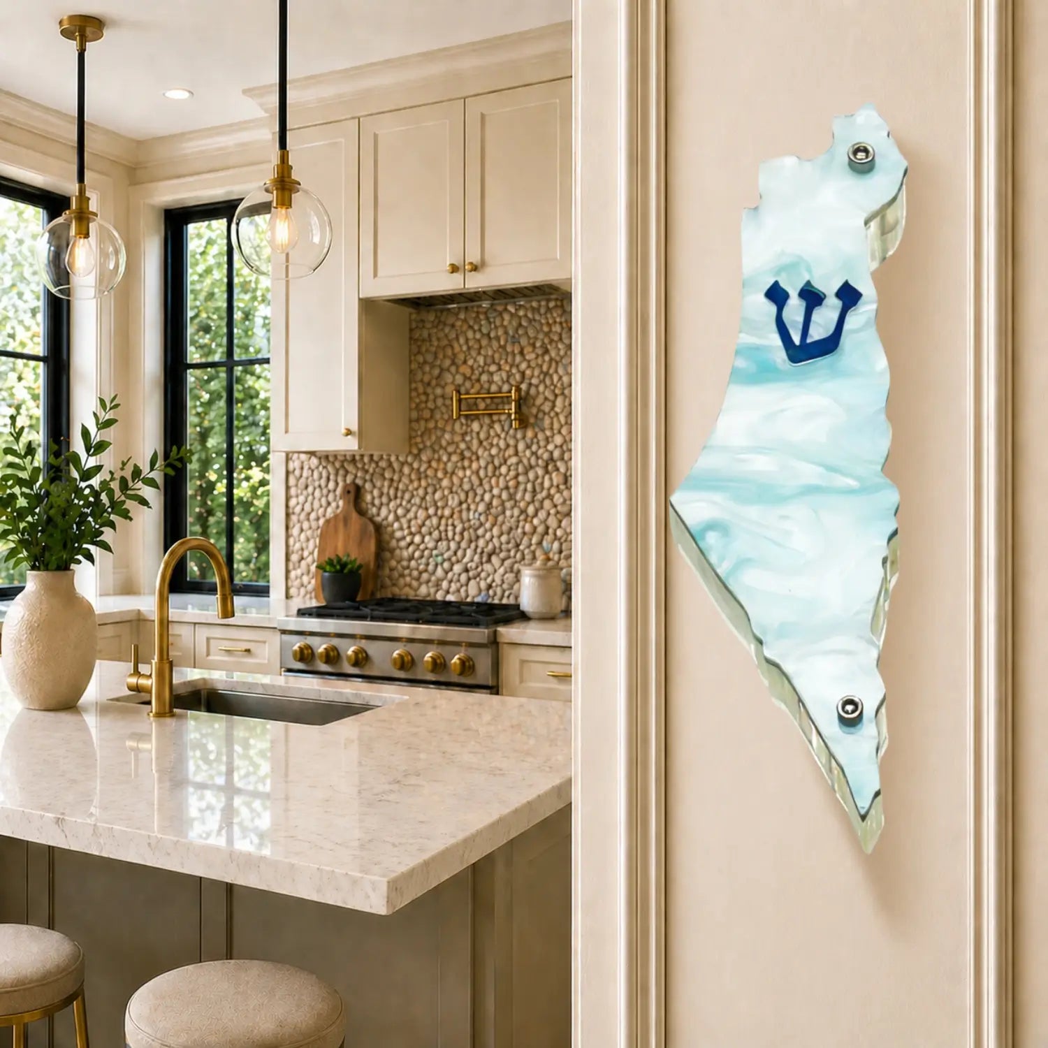 Genesis Map of Israel Mezuzah for Door – Handmade Premium Clear Acrylic Case – Model LSN-30029