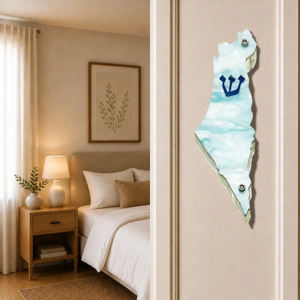 Genesis Map of Israel Mezuzah for Door – Handmade Premium Clear Acrylic Case – Model LSN-30029