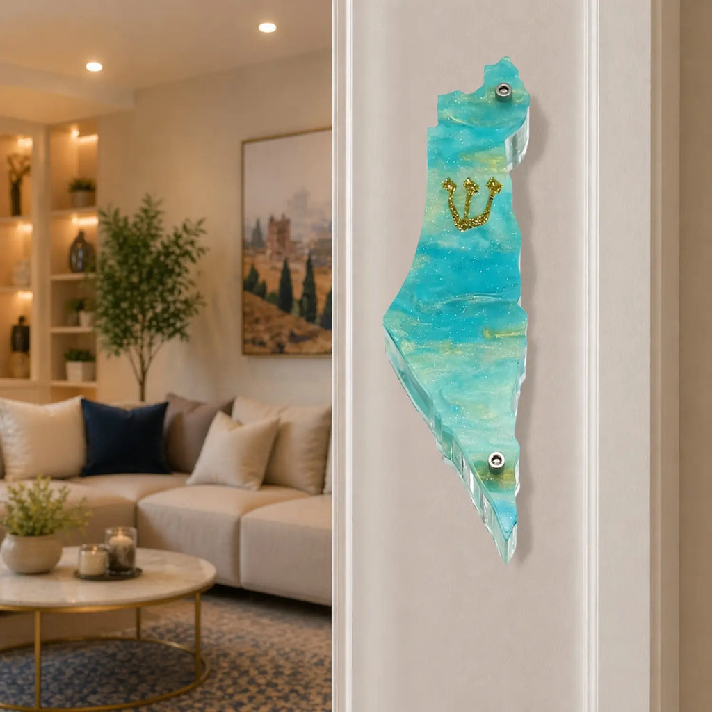 Genesis Map of Israel Mezuzah for Door – Handmade Premium Clear Acrylic Case – Model LSN-30030