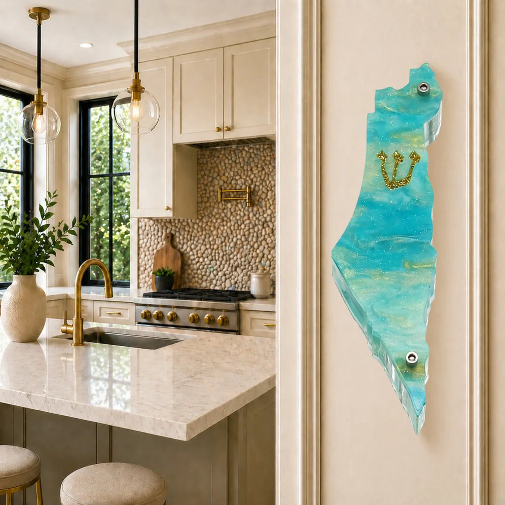 Genesis Map of Israel Mezuzah for Door – Handmade Premium Clear Acrylic Case – Model LSN-30030