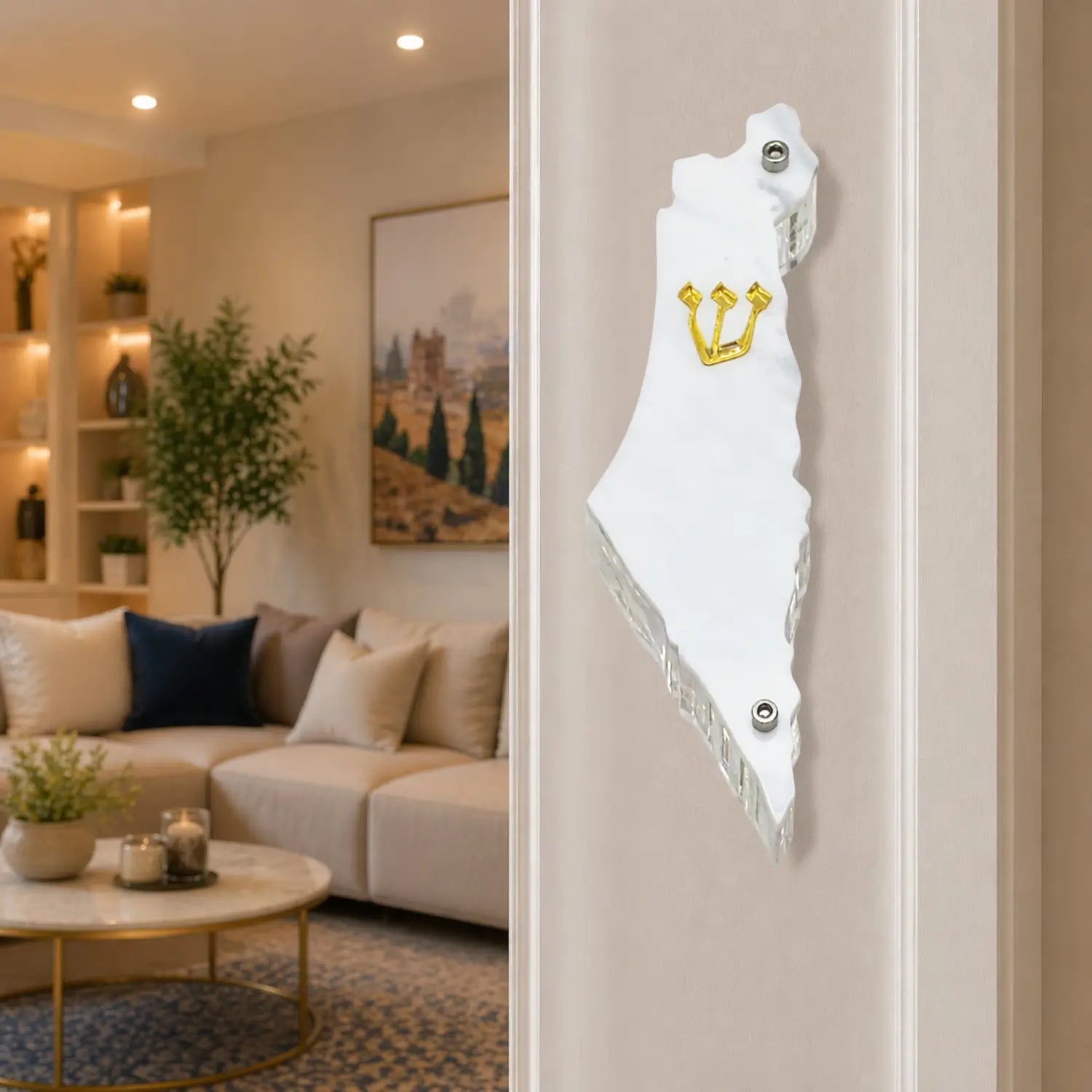 Genesis Map of Israel Mezuzah for Door – Handmade Premium Clear Acrylic Case – Model LSN-30031