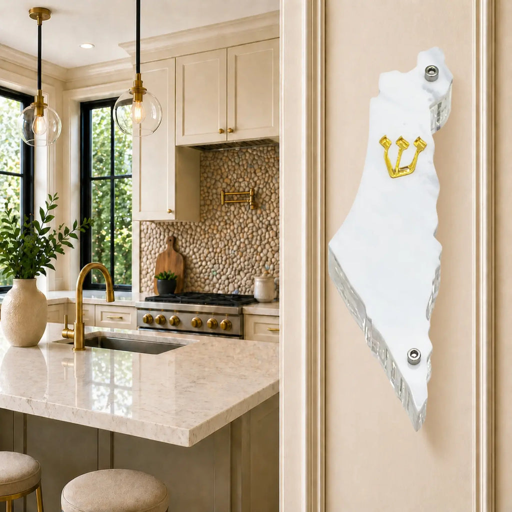 Genesis Map of Israel Mezuzah for Door – Handmade Premium Clear Acrylic Case – Model LSN-30031