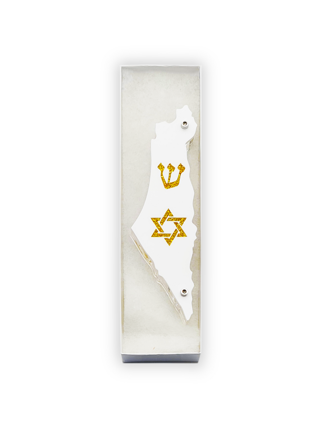 Genesis Map of Israel with David Star Mezuzah for Door – Handmade Premium Clear Acrylic Case – Model LSN-30502