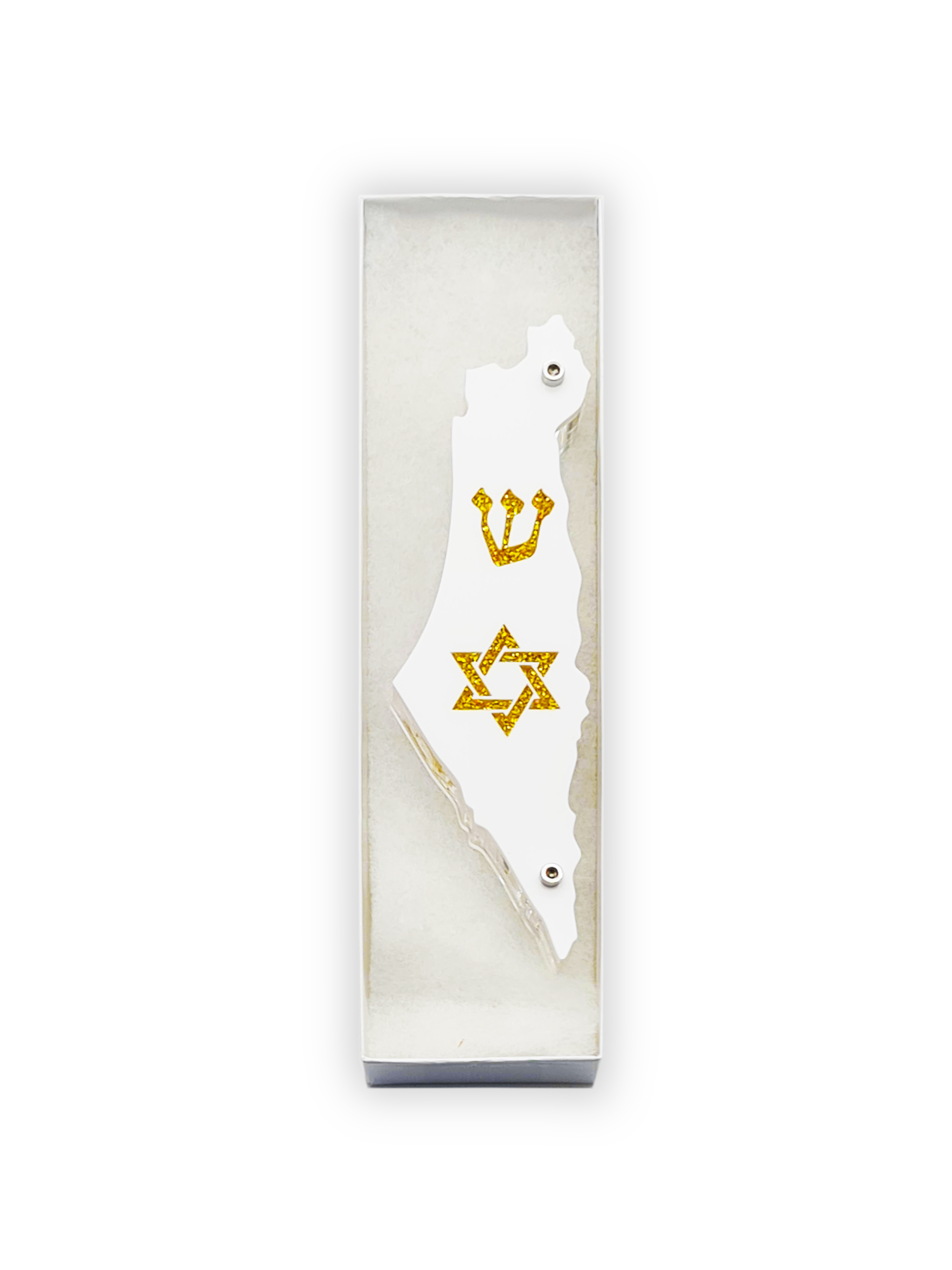 Genesis Map of Israel with David Star Mezuzah for Door – Handmade Premium Clear Acrylic Case – Model LSN-30502