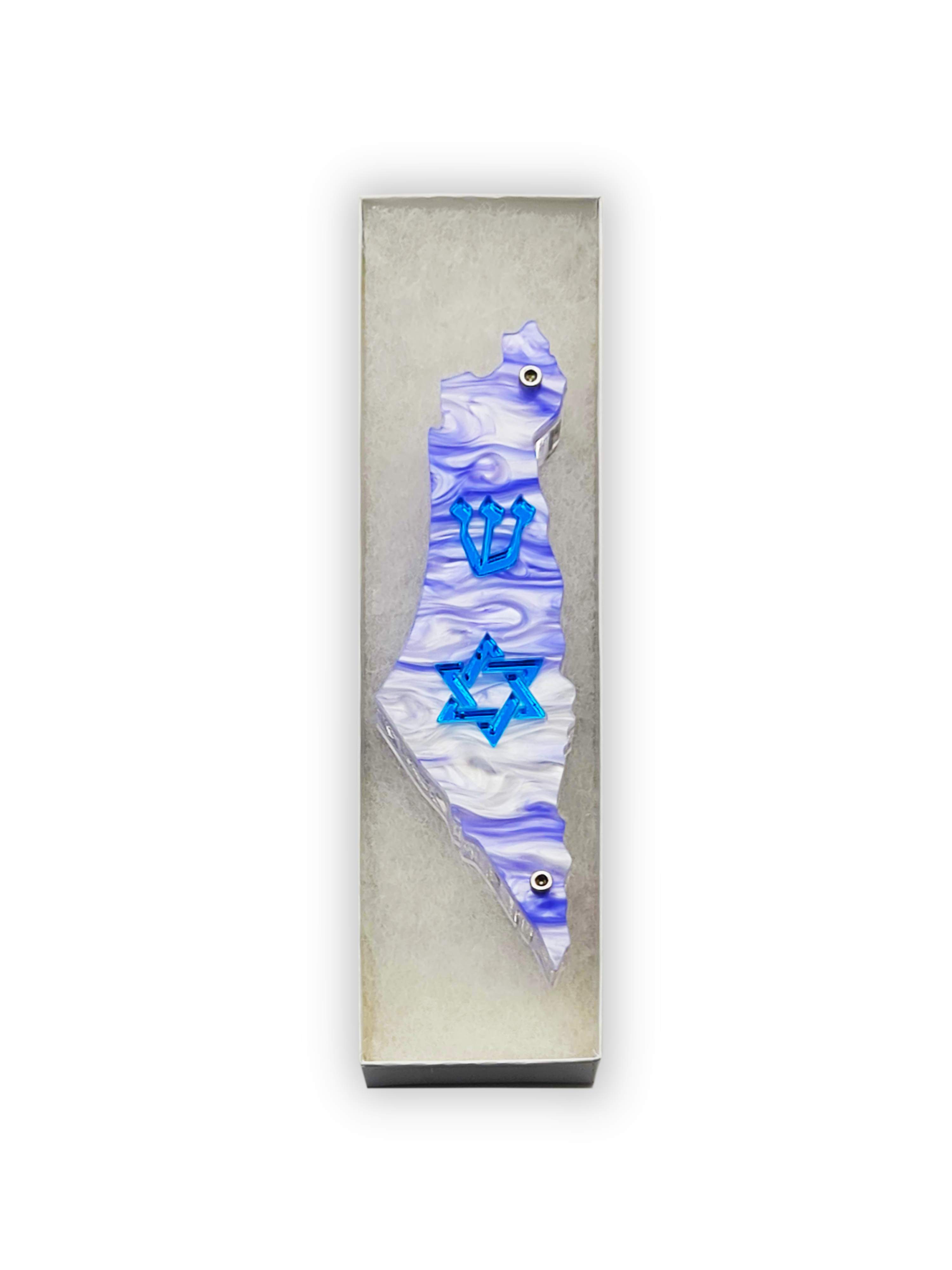 Genesis Map of Israel with David Star Mezuzah for Door – Handmade Premium Clear Acrylic Case – Model LSN-30503