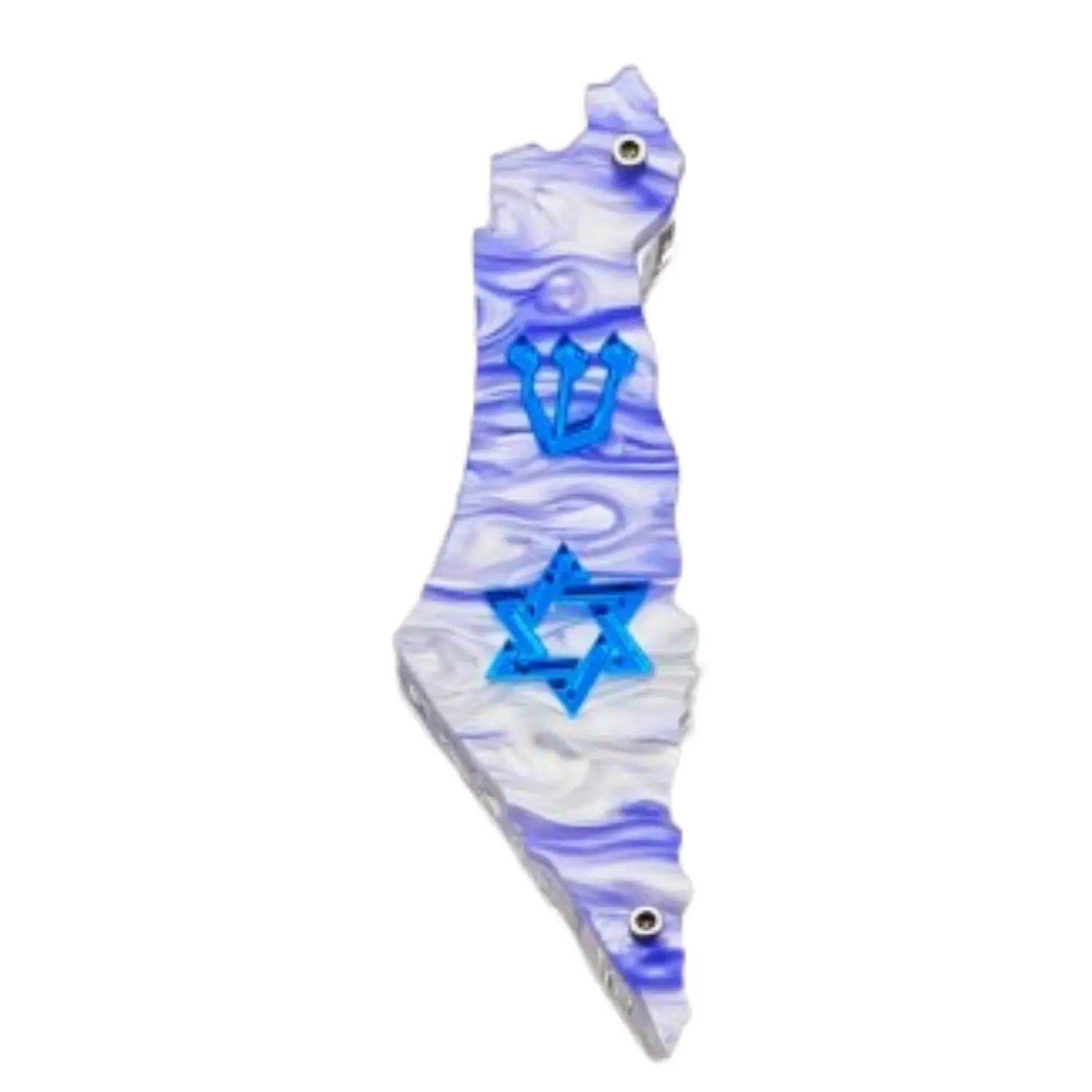Genesis Map of Israel with David Star Mezuzah for Door – Handmade Premium Clear Acrylic Case – Model LSN-30503