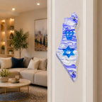 Genesis Map of Israel with David Star Mezuzah for Door – Handmade Premium Clear Acrylic Case – Model LSN-30503