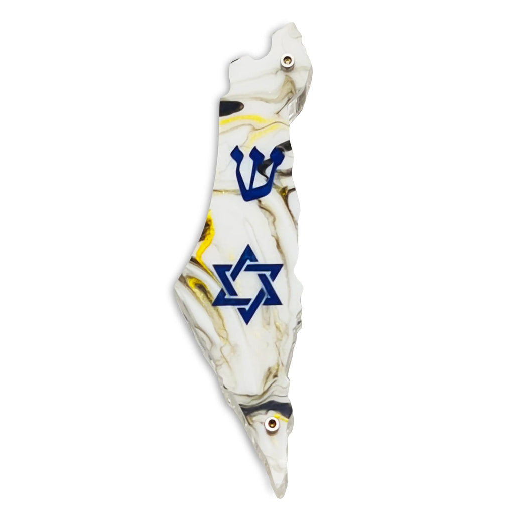 Genesis Map of Israel with David Star Mezuzah for Door – Handmade Premium Clear Acrylic Case – Model LSN-30504