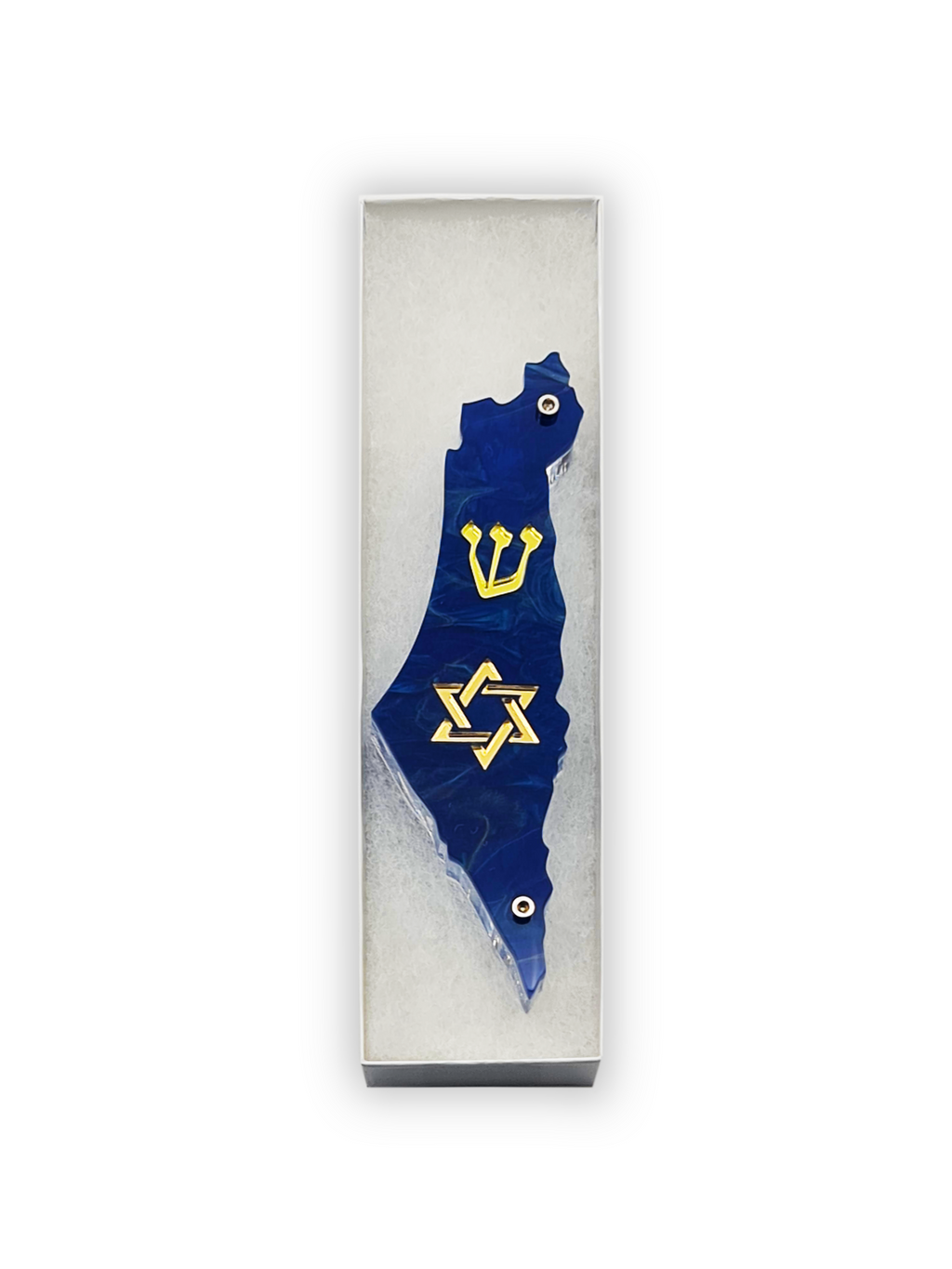 Genesis Map of Israel with David Star Mezuzah for Door – Handmade Premium Clear Acrylic Case – Model LSN-30506