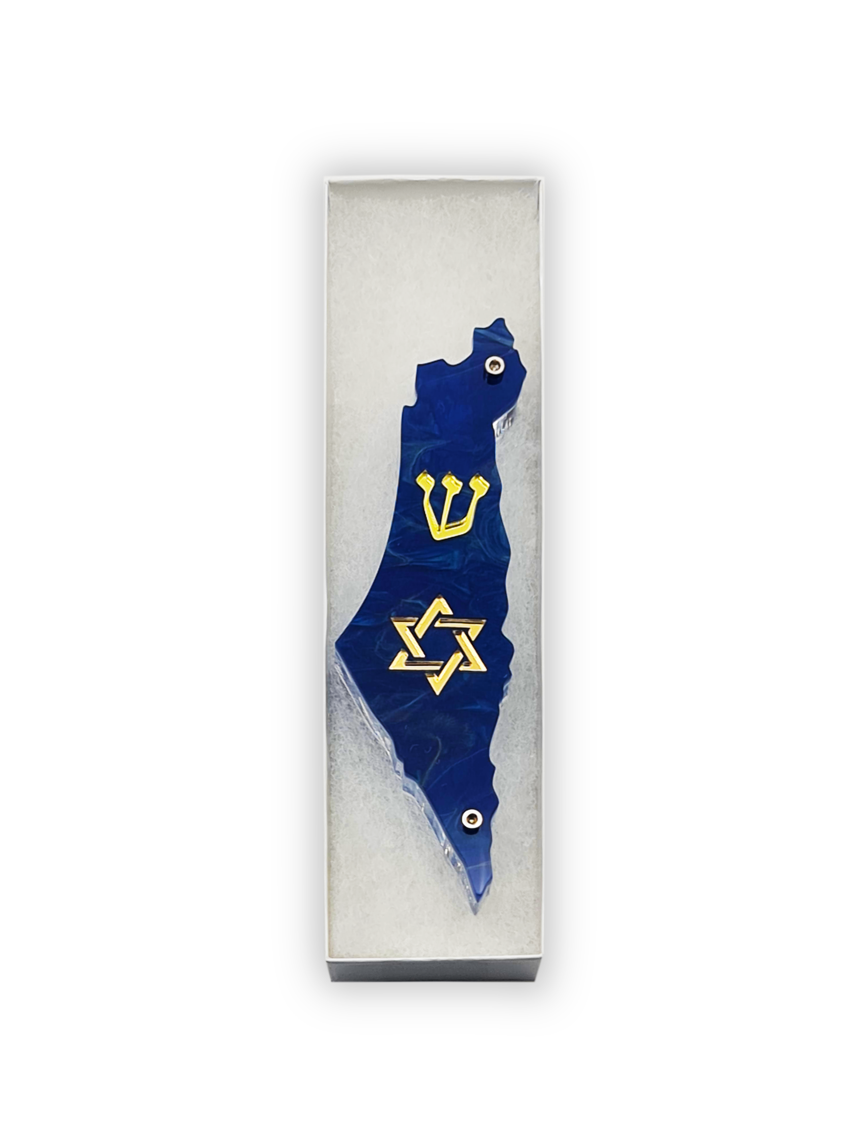 Genesis Map of Israel with David Star Mezuzah for Door – Handmade Premium Clear Acrylic Case – Model LSN-30506