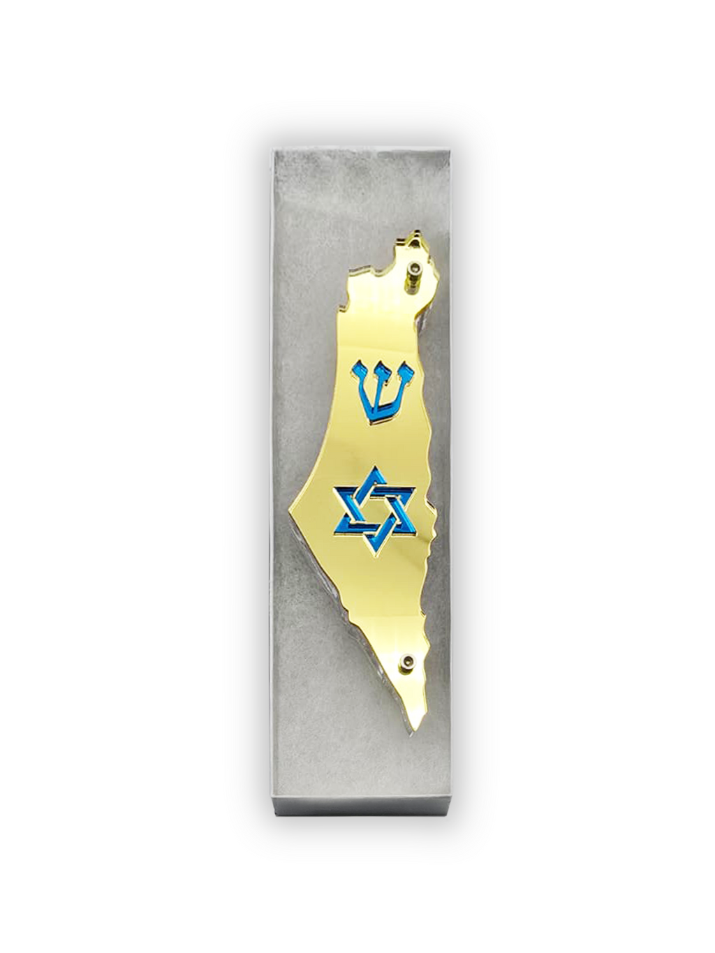 Genesis Map of Israel with David Star Mezuzah for Door – Handmade Premium Clear Acrylic Case – Model LSN-30507