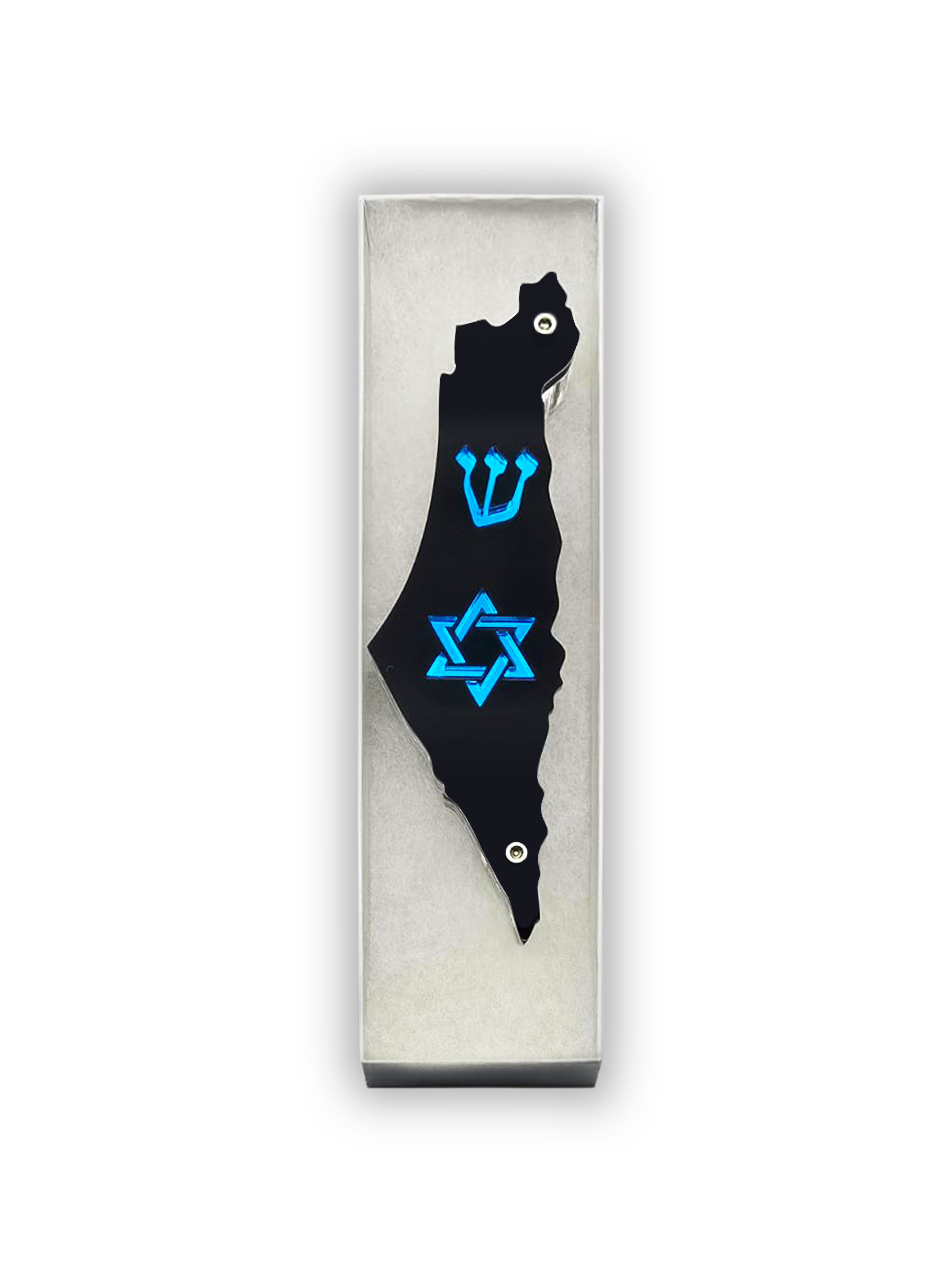 Genesis Map of Israel with David Star Mezuzah for Door – Handmade Premium Clear Acrylic Case – Model LSN-30508