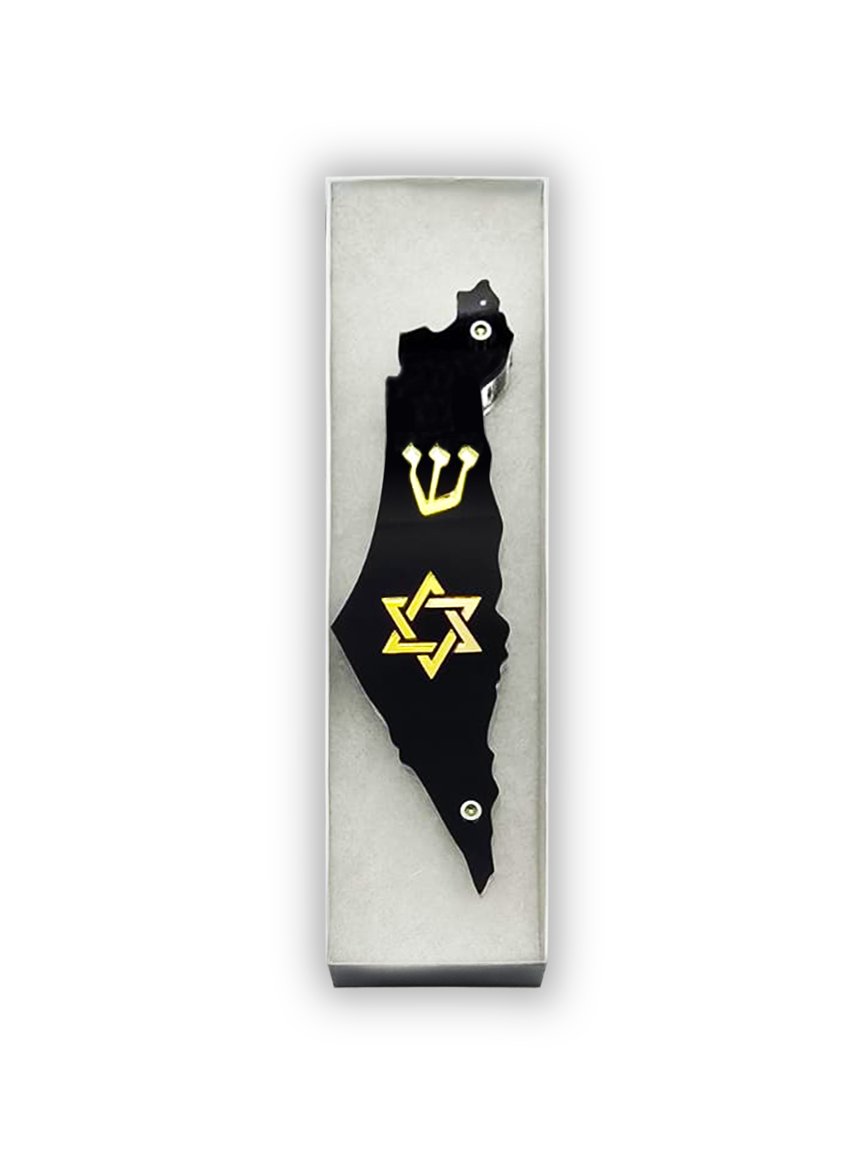 Genesis Map of Israel with David Star Mezuzah for Door – Handmade Premium Clear Acrylic Case – Model LSN-30509