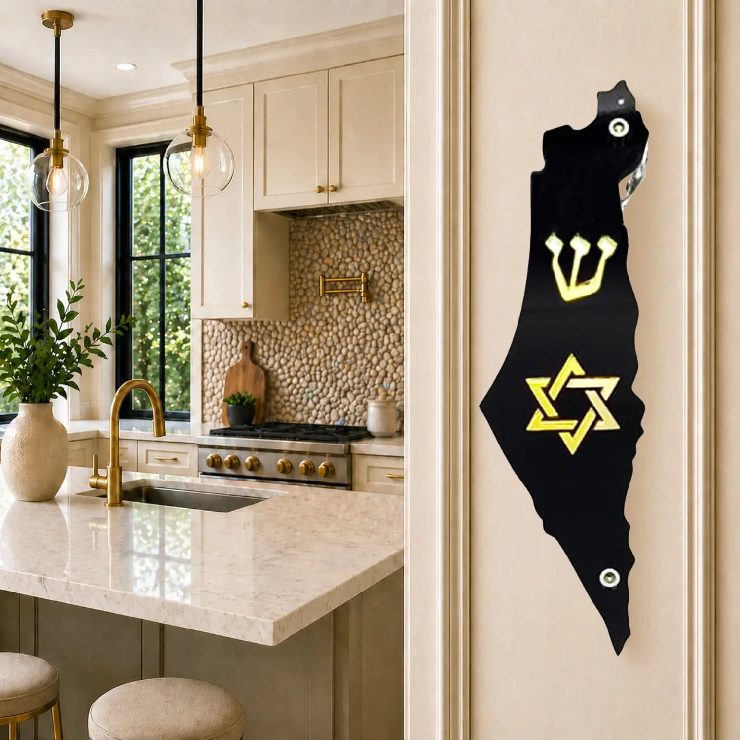 Genesis Map of Israel with David Star Mezuzah for Door – Handmade Premium Clear Acrylic Case – Model LSN-30509