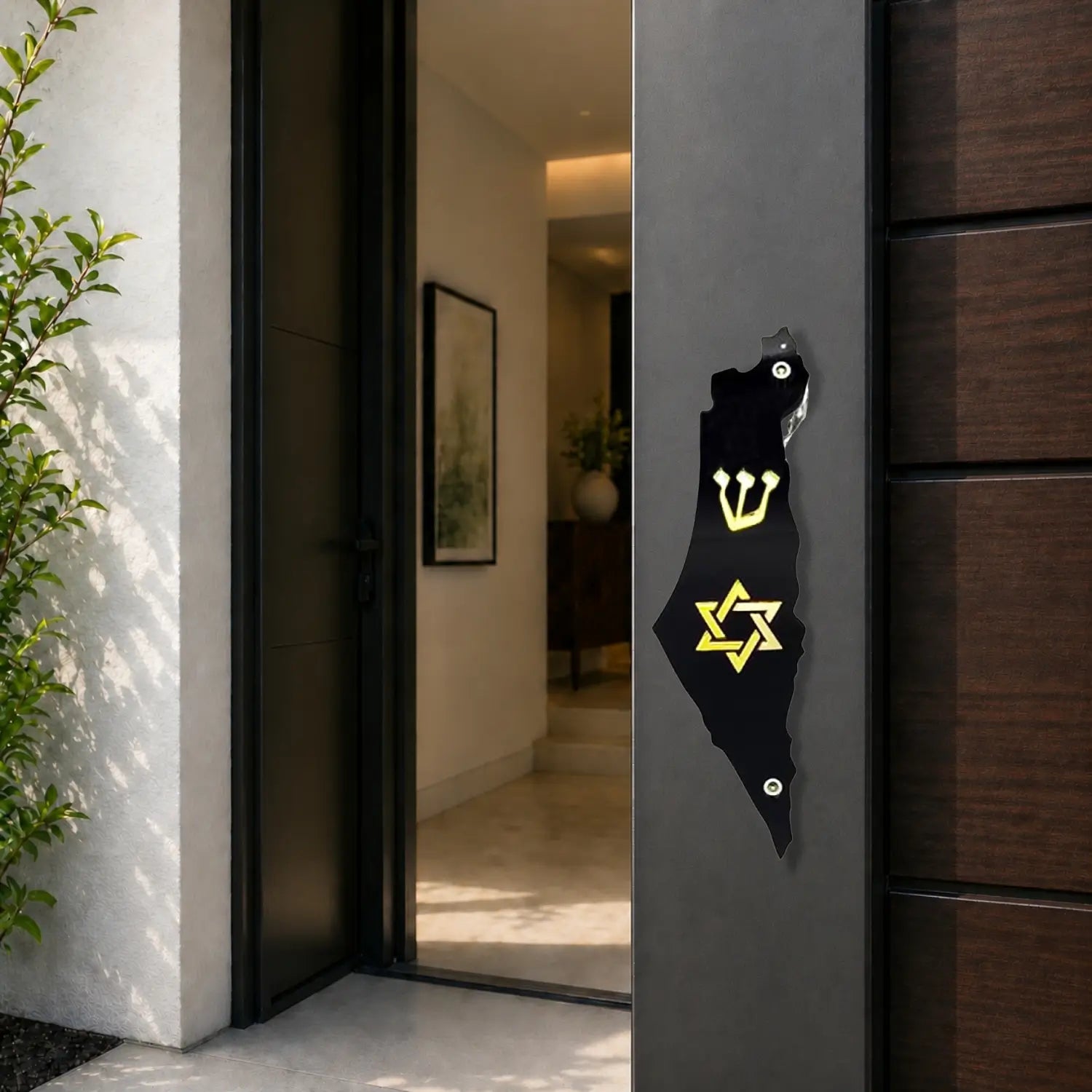 Genesis Map of Israel with David Star Mezuzah for Door – Handmade Premium Clear Acrylic Case – Model LSN-30509