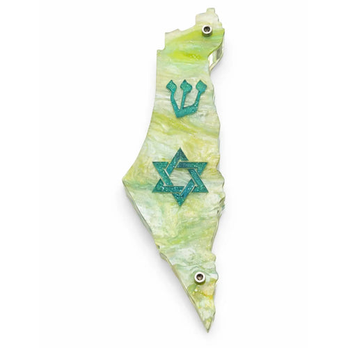 Genesis Map of Israel with David Star Mezuzah for Door – Handmade Premium Clear Acrylic Case – Model LSN-30511