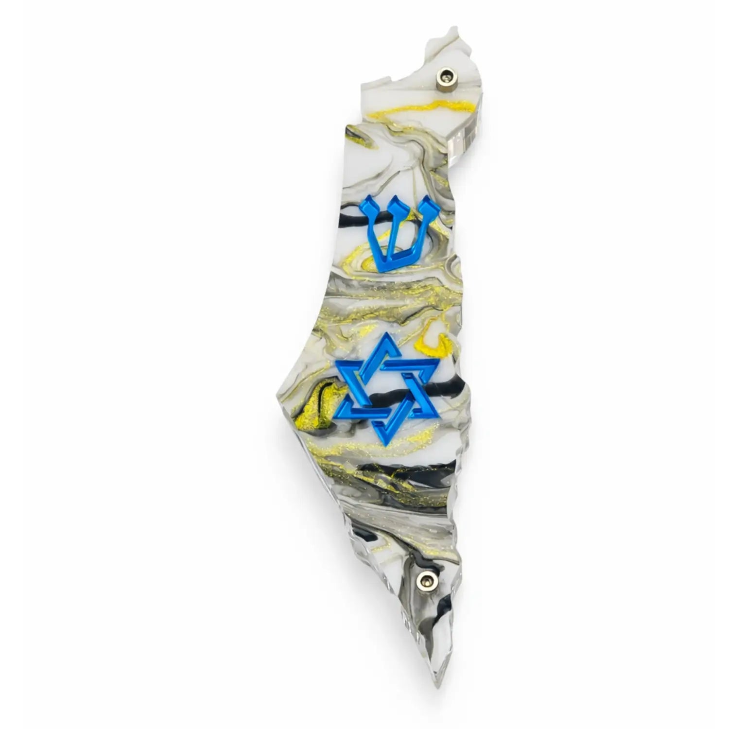 Genesis Map of Israel with David Star Mezuzah for Door – Handmade Premium Clear Acrylic Case – Model LSN-30512