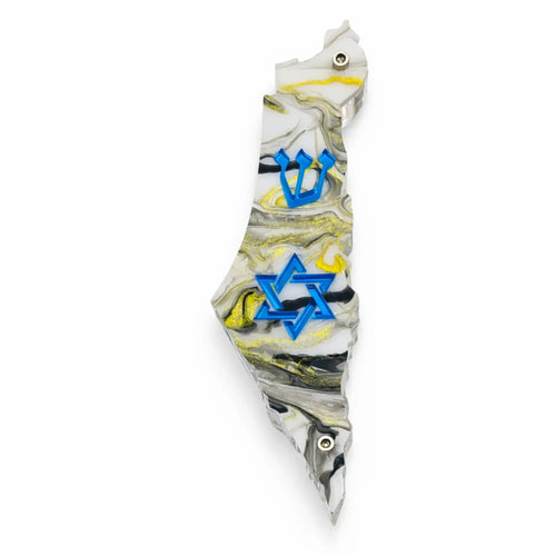 Genesis Map of Israel with David Star Mezuzah for Door – Handmade Premium Clear Acrylic Case – Model LSN-30512