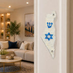 Genesis Map of Israel with David Star Mezuzah for Door – Handmade Premium Clear Acrylic Case – Model LSN-30513