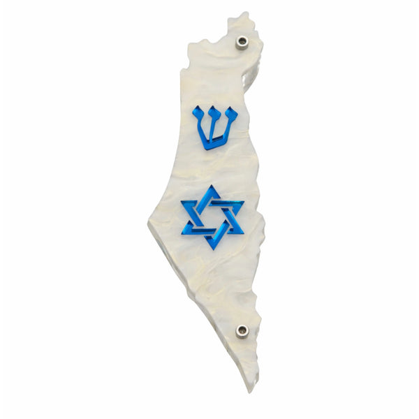 Genesis Map of Israel with David Star Mezuzah for Door – Handmade Premium Clear Acrylic Case – Model LSN-30513
