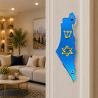Genesis Map of Israel with David Star Mezuzah for Door – Handmade Premium Clear Acrylic Case – Model LSN-30514