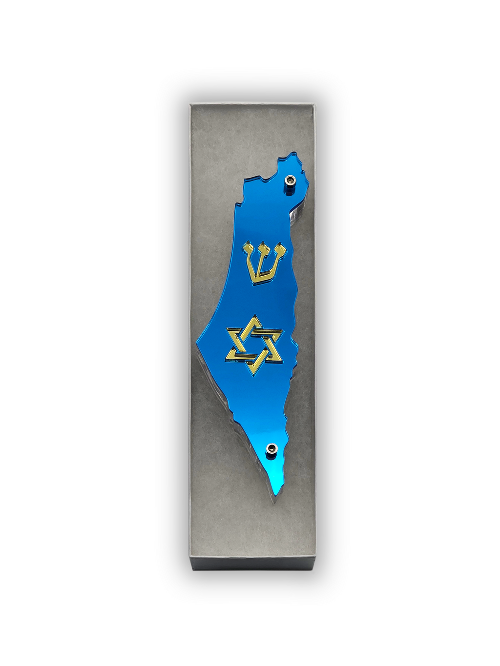 Genesis Map of Israel with David Star Mezuzah for Door – Handmade Premium Clear Acrylic Case – Model LSN-30514
