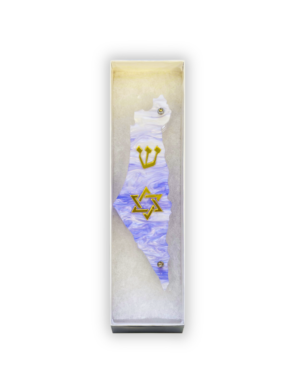 Genesis Map of Israel with David Star Mezuzah for Door – Handmade Premium Clear Acrylic Case – Model LSN-30515