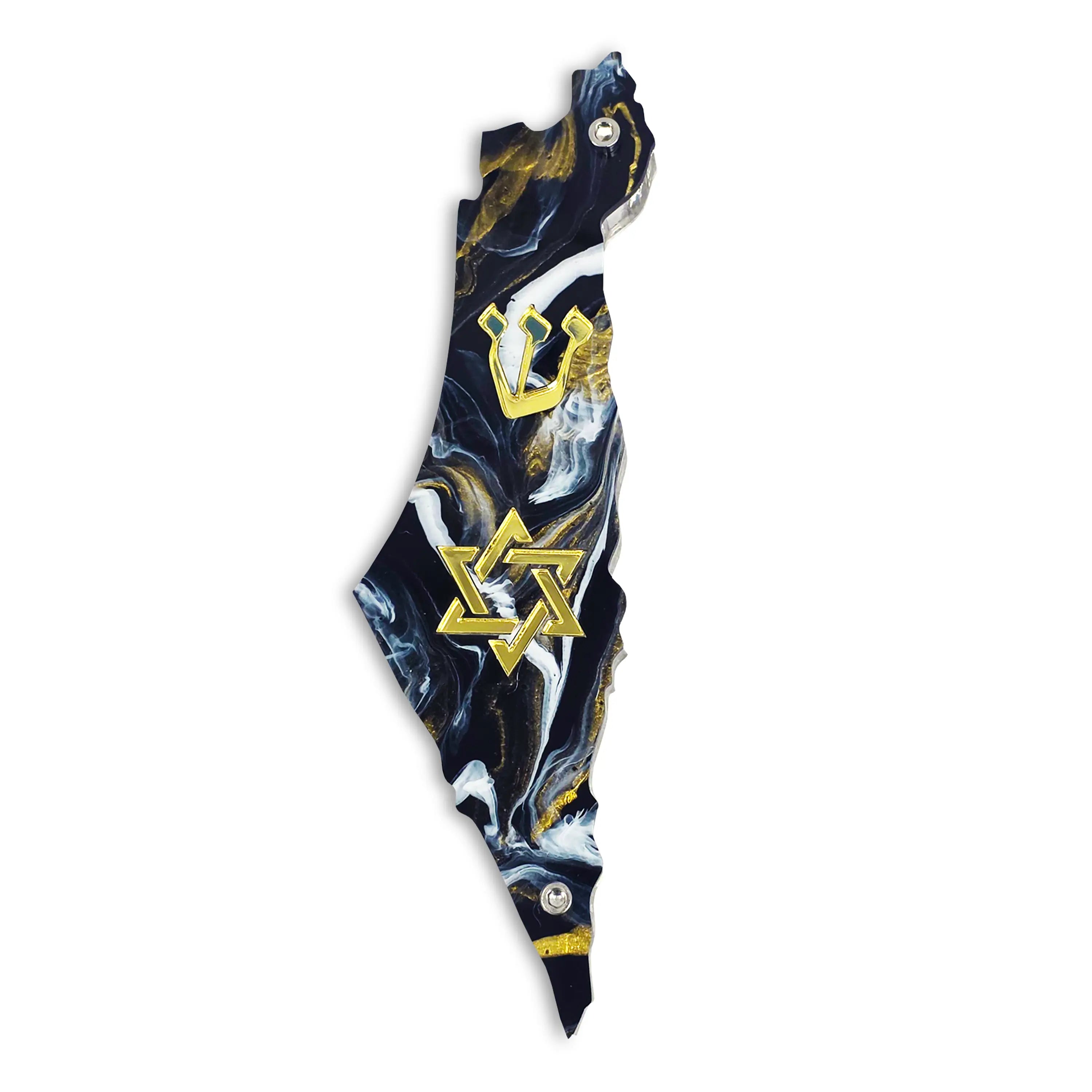 Genesis Map of Israel with David Star Mezuzah for Door – Handmade Premium Clear Acrylic Case – Model LSN-30516