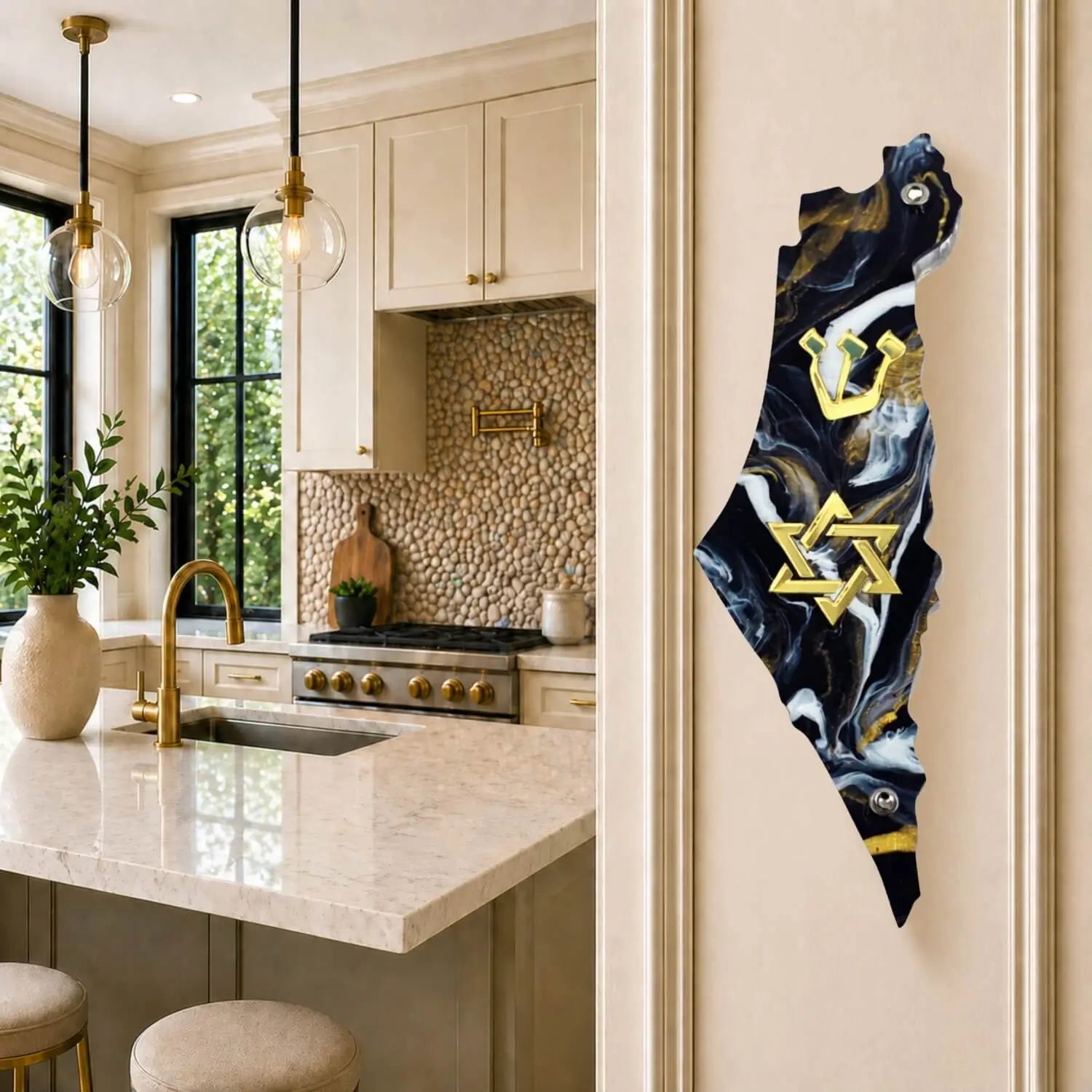 Genesis Map of Israel with David Star Mezuzah for Door – Handmade Premium Clear Acrylic Case – Model LSN-30516