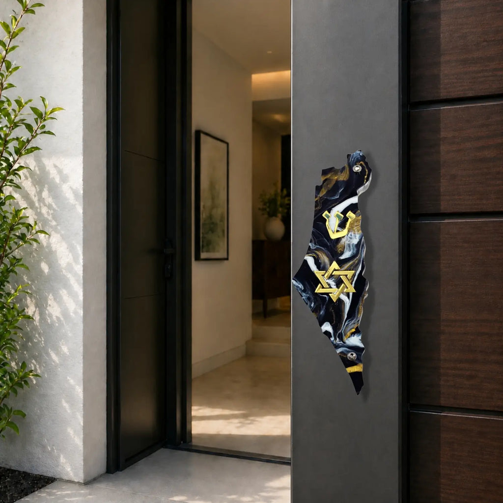 Genesis Map of Israel with David Star Mezuzah for Door – Handmade Premium Clear Acrylic Case – Model LSN-30516