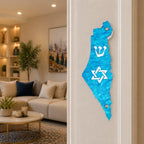 Genesis Map of Israel with David Star Mezuzah for Door – Handmade Premium Clear Acrylic Case – Model LSN-30517