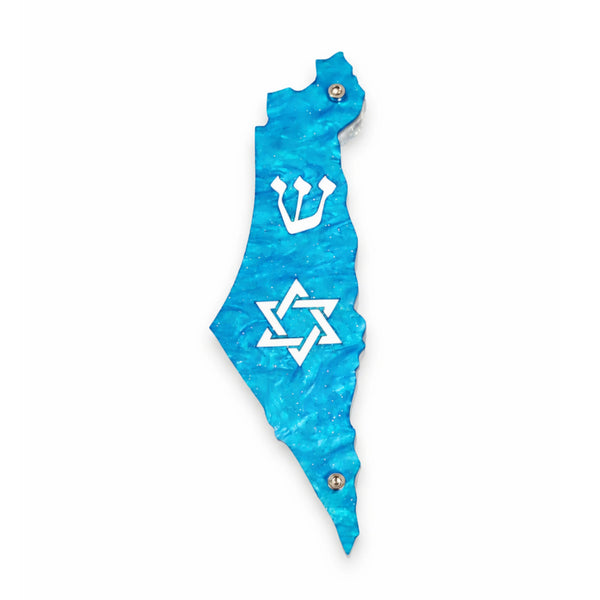 Genesis Map of Israel with David Star Mezuzah for Door – Handmade Premium Clear Acrylic Case – Model LSN-30517
