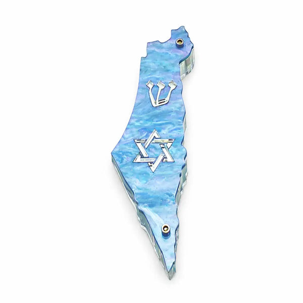 Genesis Map of Israel with David Star Mezuzah for Door – Handmade Premium Clear Acrylic Case – Model LSN-30518