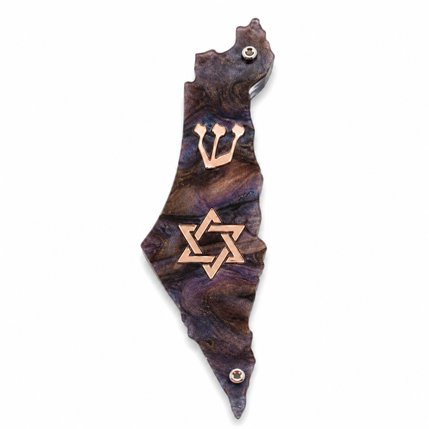 Genesis Map of Israel with David Star Mezuzah for Door – Handmade Premium Clear Acrylic Case – Model LSN-30523
