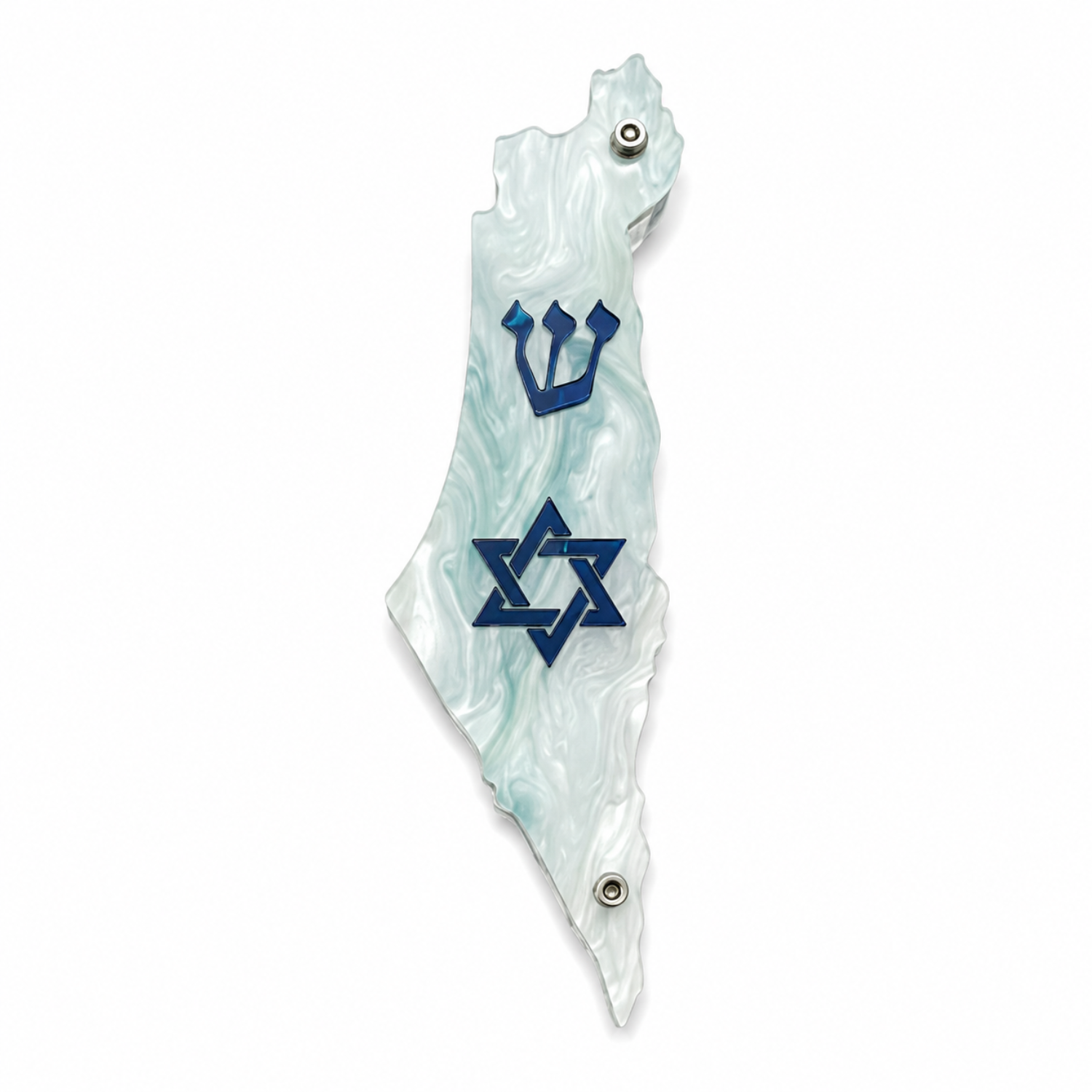 Genesis Map of Israel with David Star Mezuzah for Door – Handmade Premium Clear Acrylic Case – Model LSN-30525