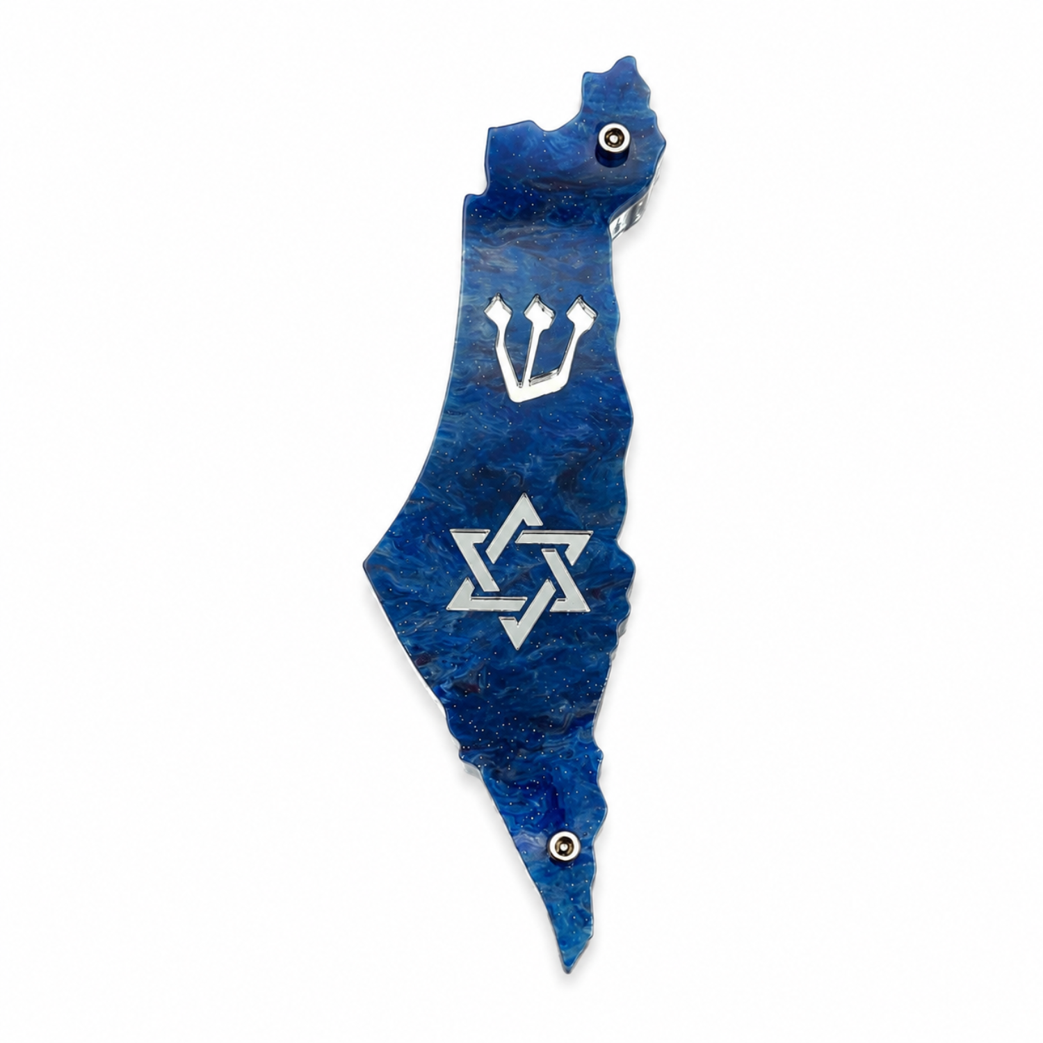Genesis Map of Israel with David Star Mezuzah for Door – Handmade Premium Clear Acrylic Case – Model LSN-30526