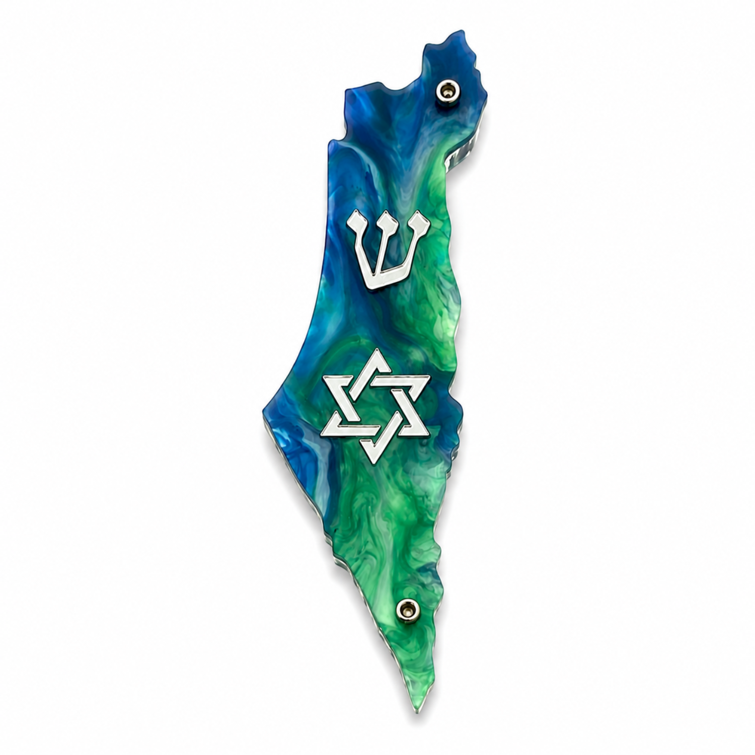 Genesis Map of Israel with David Star Mezuzah for Door – Handmade Premium Clear Acrylic Case – Model LSN-30528