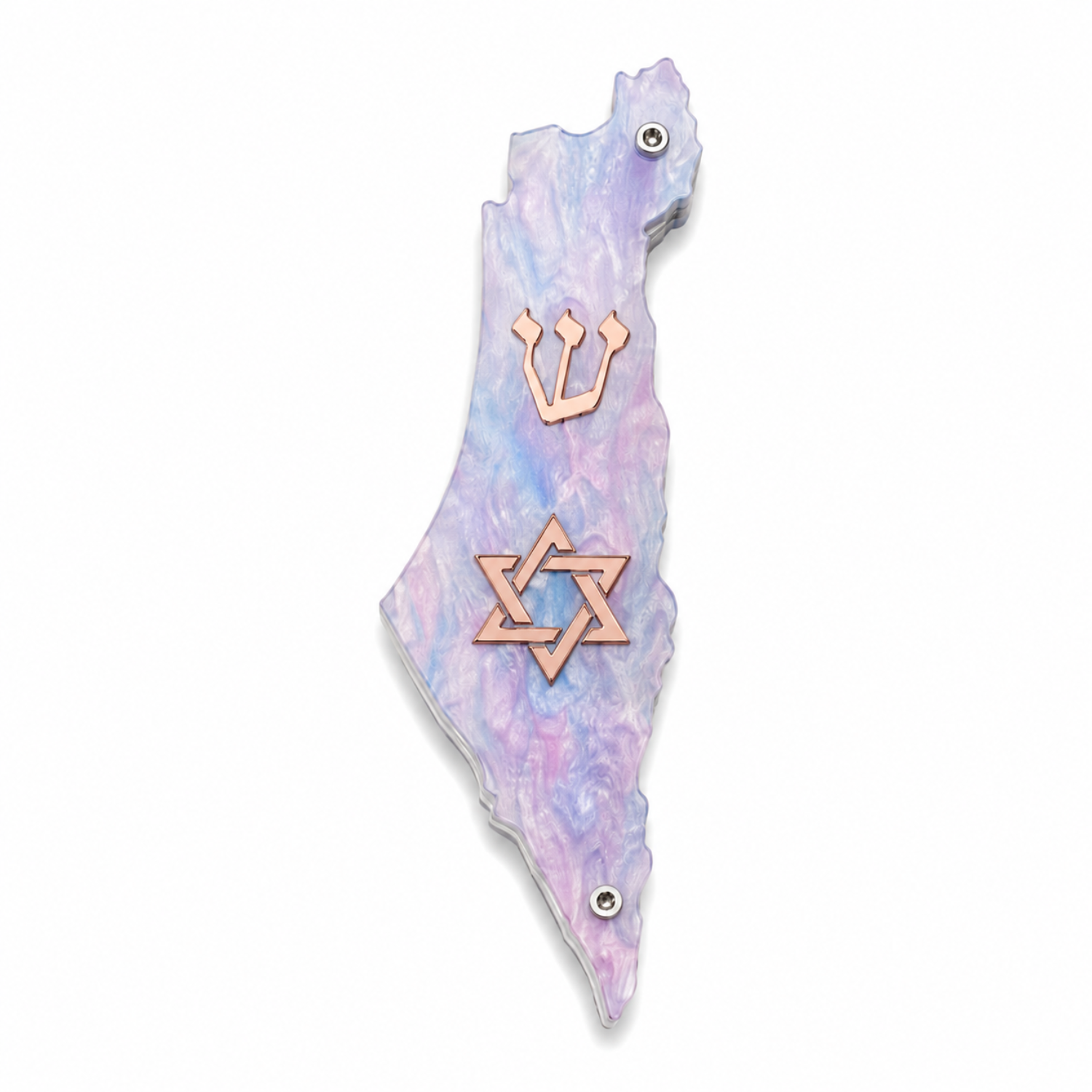 Genesis Map of Israel with David Star Mezuzah for Door – Handmade Premium Clear Acrylic Case – Model LSN-30529
