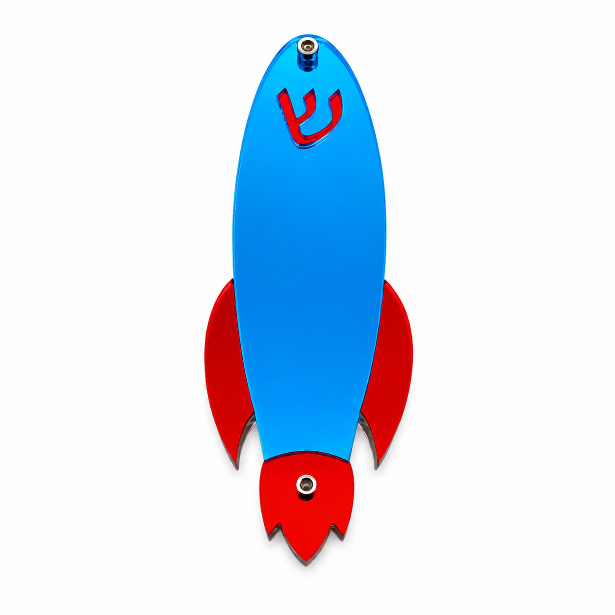 Genesis Kids Collection Rocket Blue &amp; Red Mirror Mezuzah for Door – Handmade Premium Clear Acrylic Case – Model LSN-40001