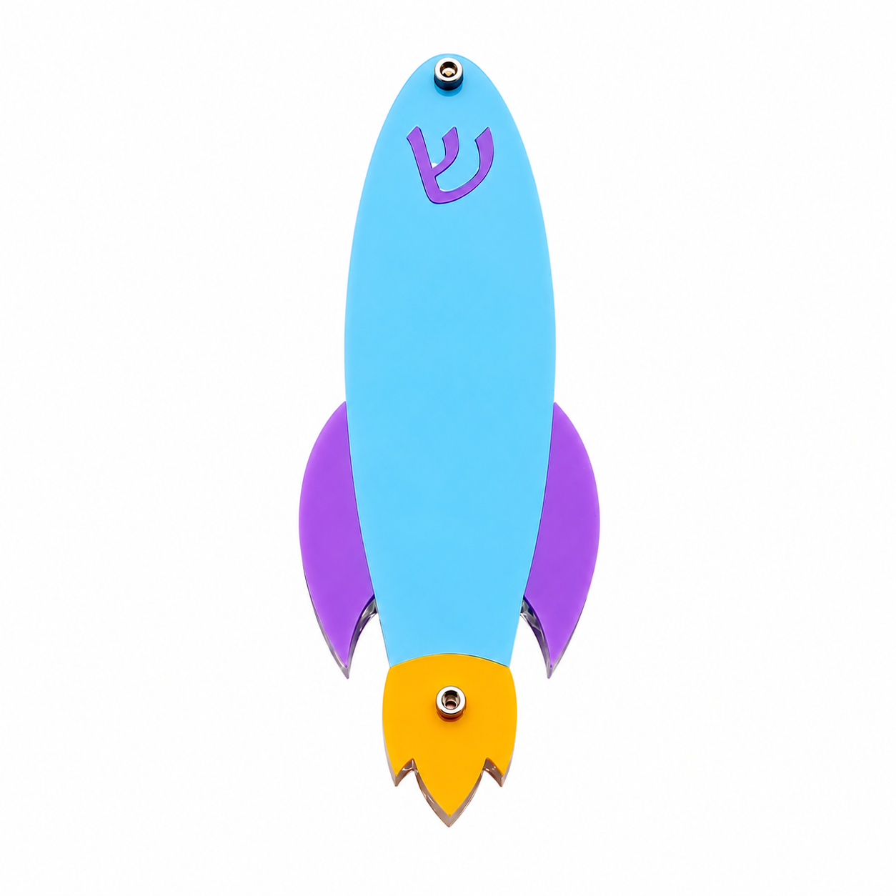 Genesis Kids Collection Rocket Pastel Blue and Purple Mezuzah for Door – Handmade Premium Clear Acrylic Case – Model LSN-40002