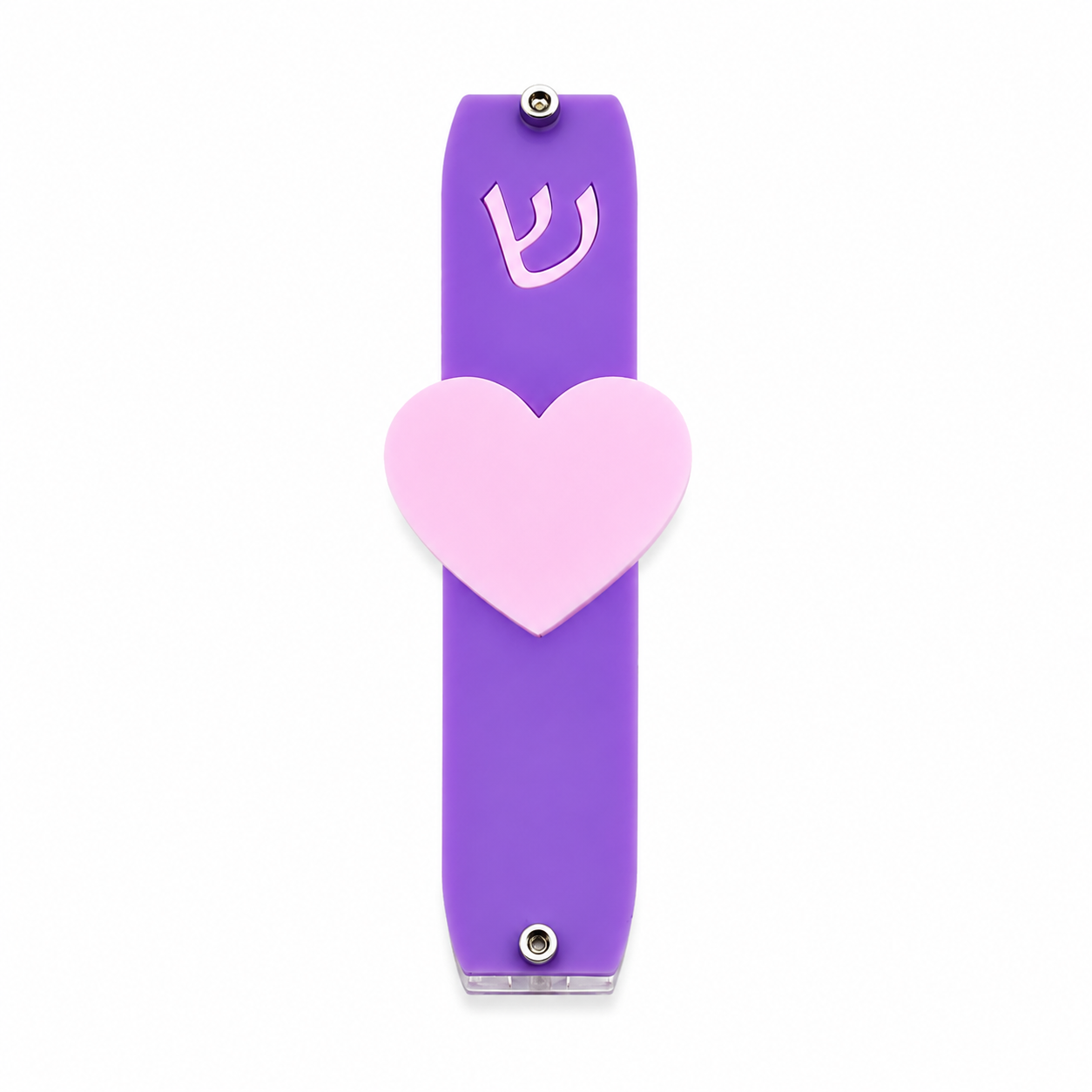 Genesis Kids Collection Purple with Baby Pink Pastel Heart Mezuzah for Door – Handmade Premium Clear Acrylic Case – Model LSN-40004