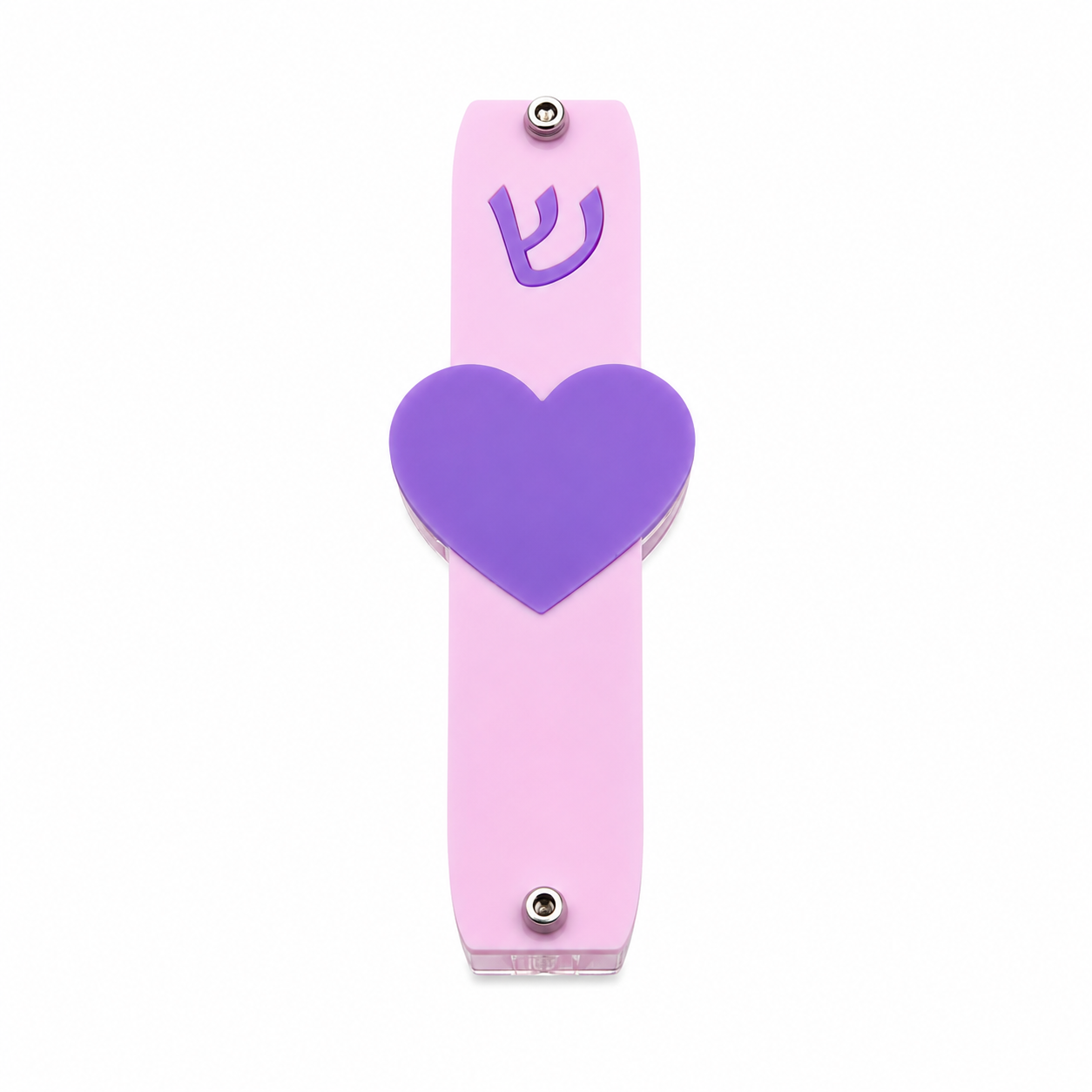 Genesis Kids Collection Purple with Baby Pink Pastel Heart Mezuzah for Door – Handmade Premium Clear Acrylic Case – Model LSN-40005