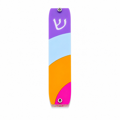 Genesis Kids Collection Rainbow Pastels Mezuzah for Door – Handmade Premium Clear Acrylic Case – Model LSN-40007
